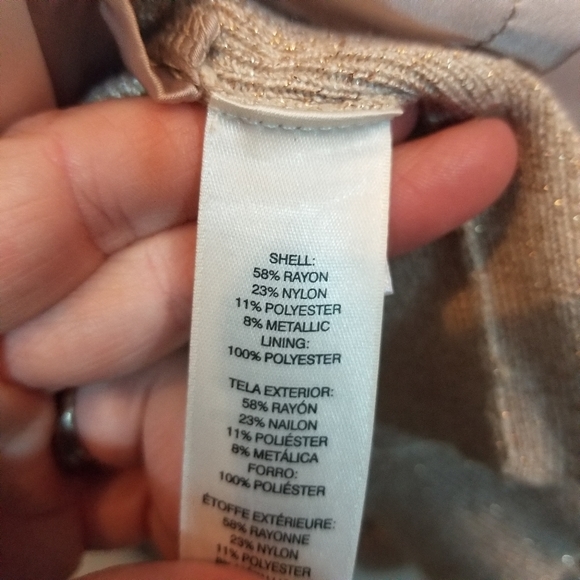 WHBM Champagne Colored Sequined Cardigan Sz Medium - Picture 5 of 5